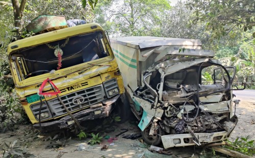রাজবাড়ীতে ট্রাক-কাভার্ডভ্যান  মুখোমুখি সংঘর্ষে নিহত ১ 
