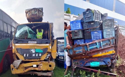 পিকআপের পেছনে ট্রাকের ধাক্কা,একজন নিহত 