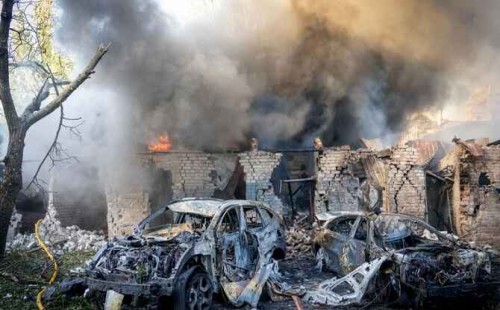 কিয়েভে ভয়াবহ ড্রোন হামলা রাশিয়ার 