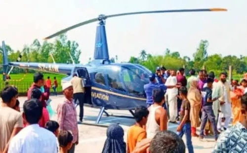 হেলিকপ্টারে এলেন বর, আকাশপথে বিদায় নিলেন গাইবান্ধার কনে 